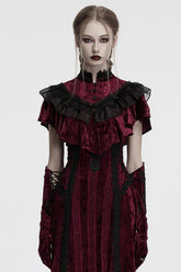 Rotes ärmelloses Rüschenstich-Spitzen-Damen-Gothic-Cape